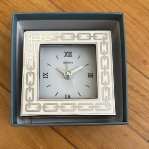 Reed & Barton Silver 3.5” Clock Modern Minimalist Design